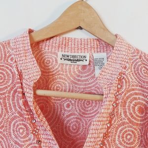 New Directions Tunic Orange White Rhinestones 1X Women